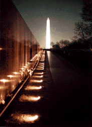 Photo of Viet Nam Veterans' Memorial at night, Washington, DC