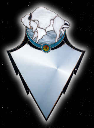 White Buffalo mirror; Native American
