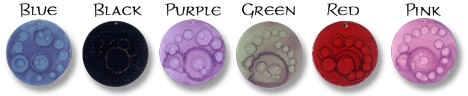 color selection for earrings: blue, black, purple, green, ed and pink
