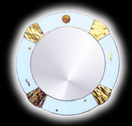 White Mid Size Round Mirror; Contemporary; Art Deco