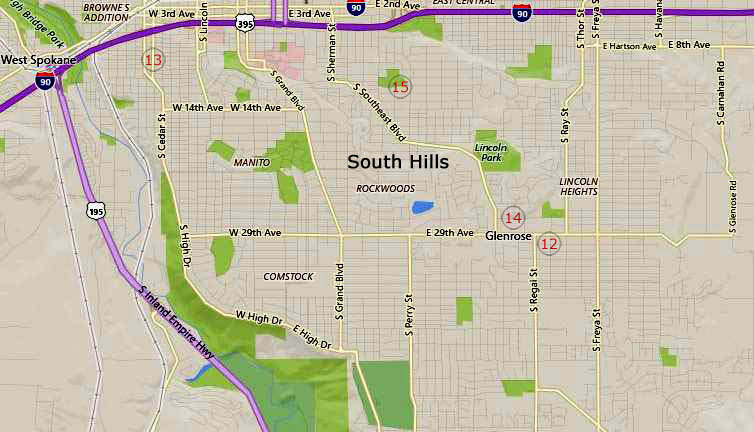 SOUTH of Spokane Map